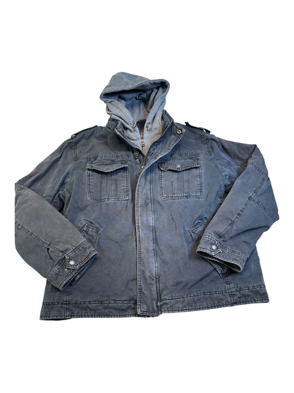 Levi’s Hooded Military Field Jacket XXL Utility Multi Pocket Coat